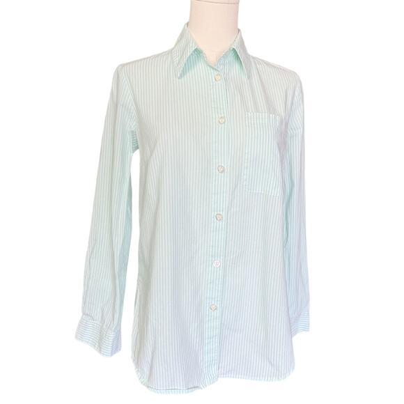 Ellie Mae Marvin Button Down Shirt Size S Beachy Micro-striped in Seafoam Green - Picture 4 of 12